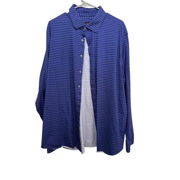 Bugatchi Men's Blue OooH Cotton Tech Long Sleeves Button Down Shirt Size 3XL - Picture 1 of 10